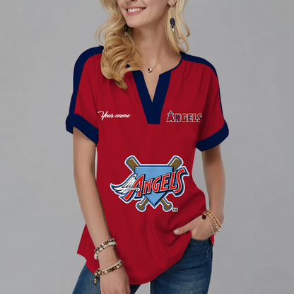 [FLASH SALE] NEW CUSTOMIZED MLB17 NYM NEW YORK METS V-NECK FEMALE SHIRT