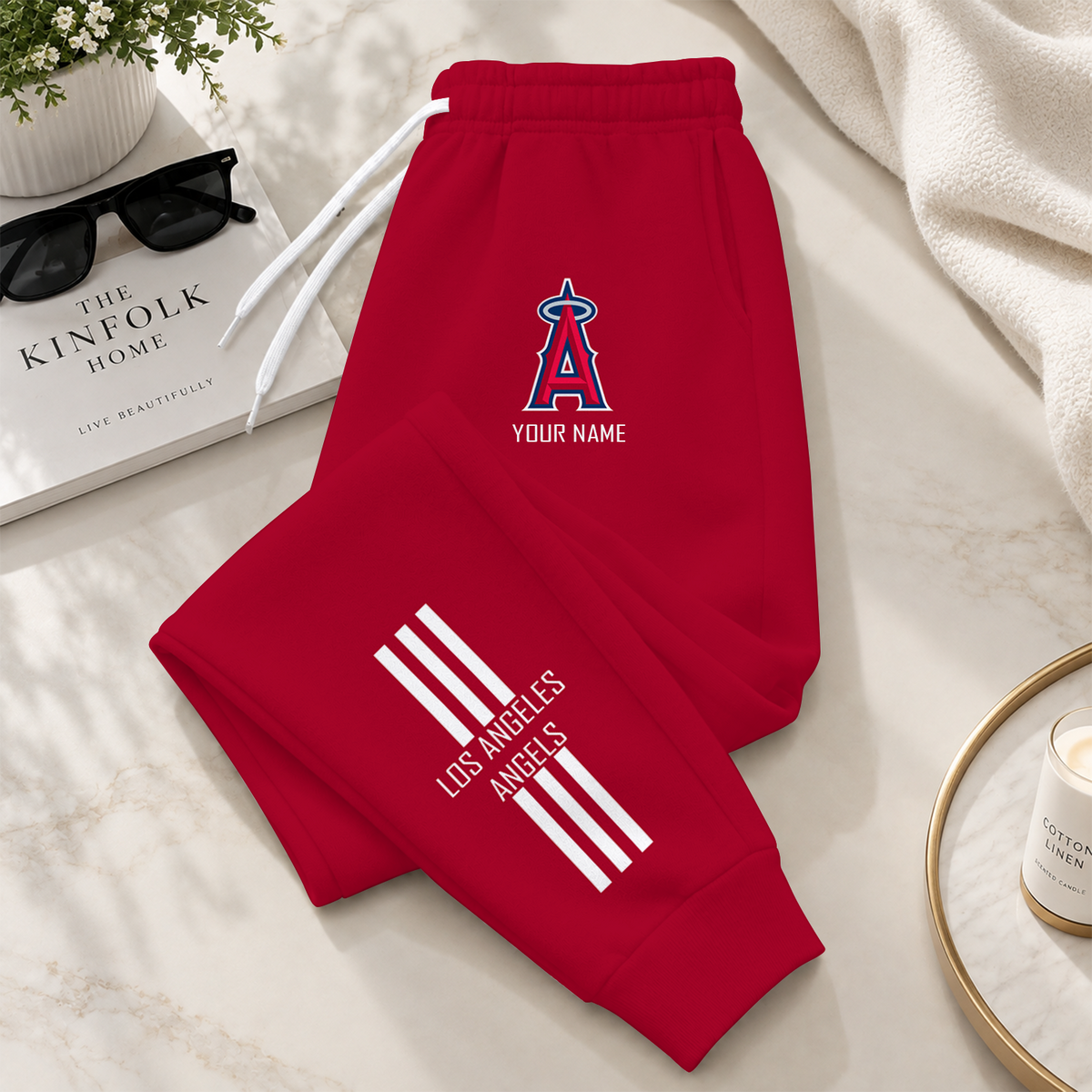 [FLASH SALE] NEW CUSTOMIZED MLB27 LAA LOS ANGELES ANGELS SWEATPANTS