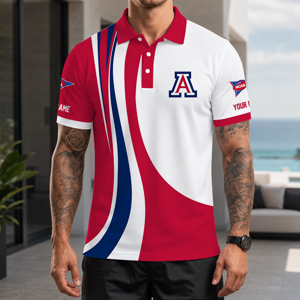 [FAN FAVORITE] NEW CUSTOMIZED NCAA FBS27 ARW ARIZONA WILDCATS POLO SHIRT
