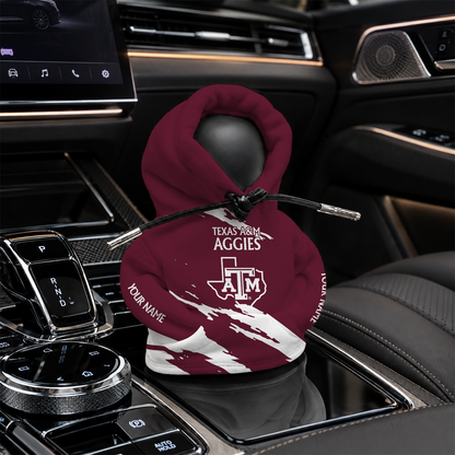 [FAN FAVORITE] NEW CUSTOMIZED NCAA CWS27 TAA TEXAS A&M AGGIES AUTOMOTIVE HOODIE SHIFT KNOB COVER