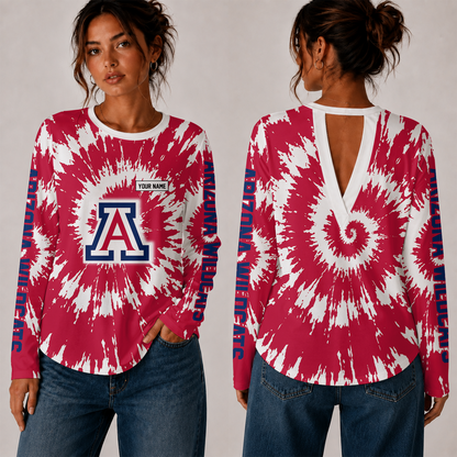[FAN FAVORITE] NEW CUSTOMIZED NCAA FBS27 ARW ARIZONA WILDCATS WOMEN'S BACK V-CUT LONG-SLEEVE SHIRT