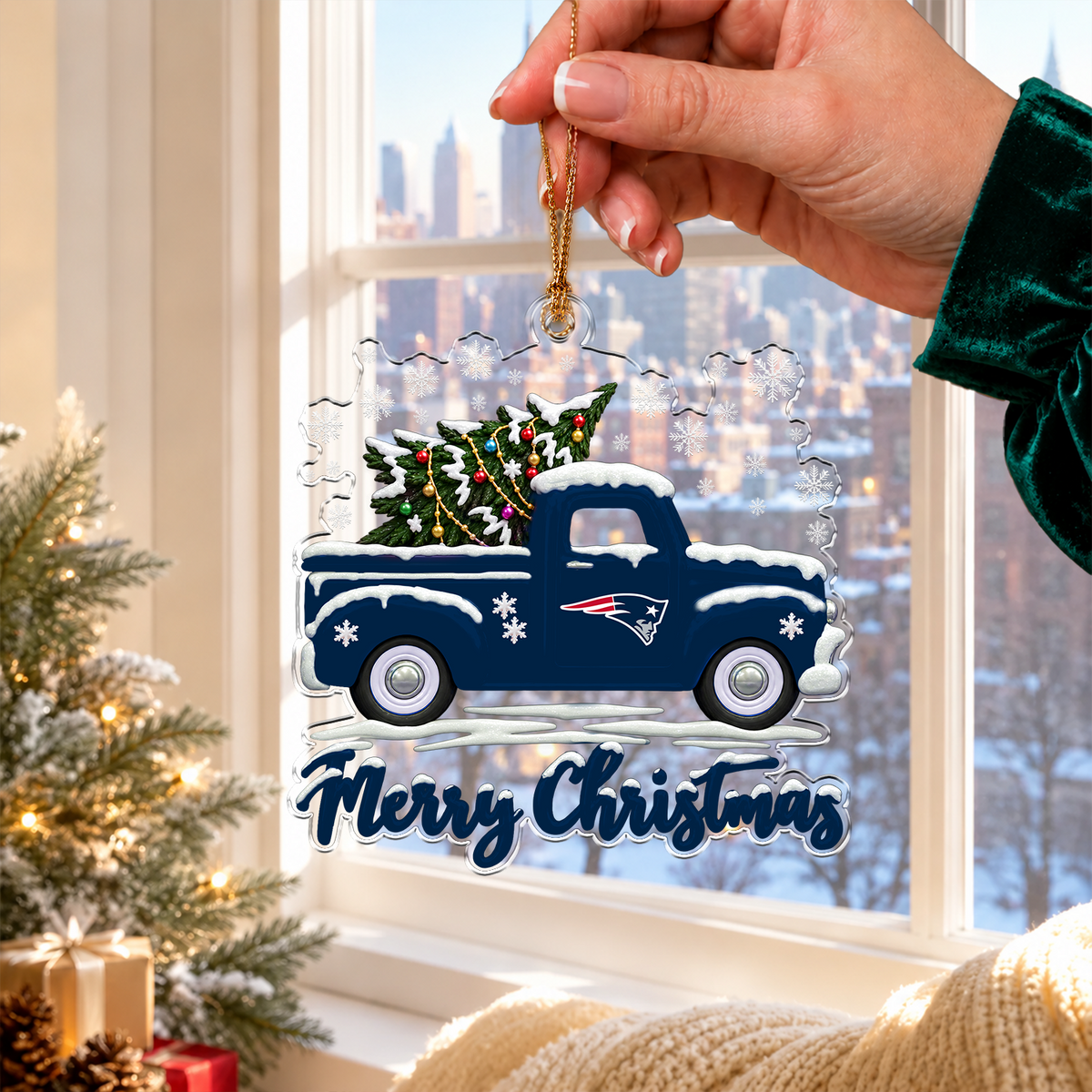 [SPECIAL OFFER] NEW CUSTOMIZED NFL27 NEP NEW ENGLAND PATRIOTS CHRISTMAS ACRYLIC ORNAMENT