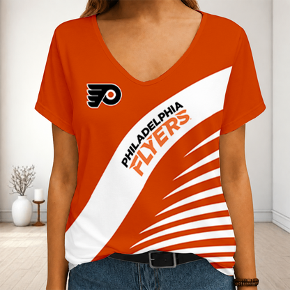 [SUPER SALE] NEW CUSTOMIZED NHL27 PPF PHILADELPHIA FLYERS V-NECK FEMALE SHIRT