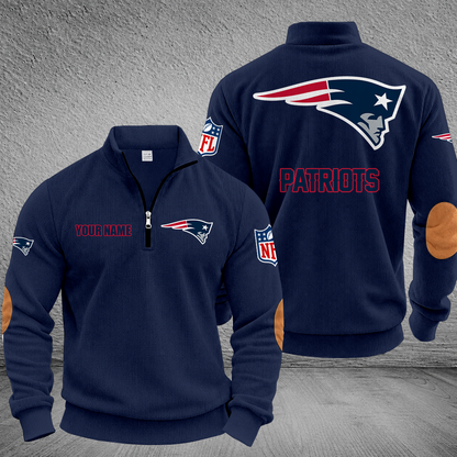 [SPECIAL OFFER] NEW CUSTOMIZED NFL27 NEP NEW ENGLAND PATRIOTS MULTICOLOR STRIPED QUATER ZIP SWEATSHIRT
