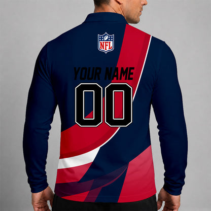 [SPECIAL OFFER] NEW CUSTOMIZED NFL27 NEP NEW ENGLAND PATRIOTS LONG SLEEVE POLO SHIRT
