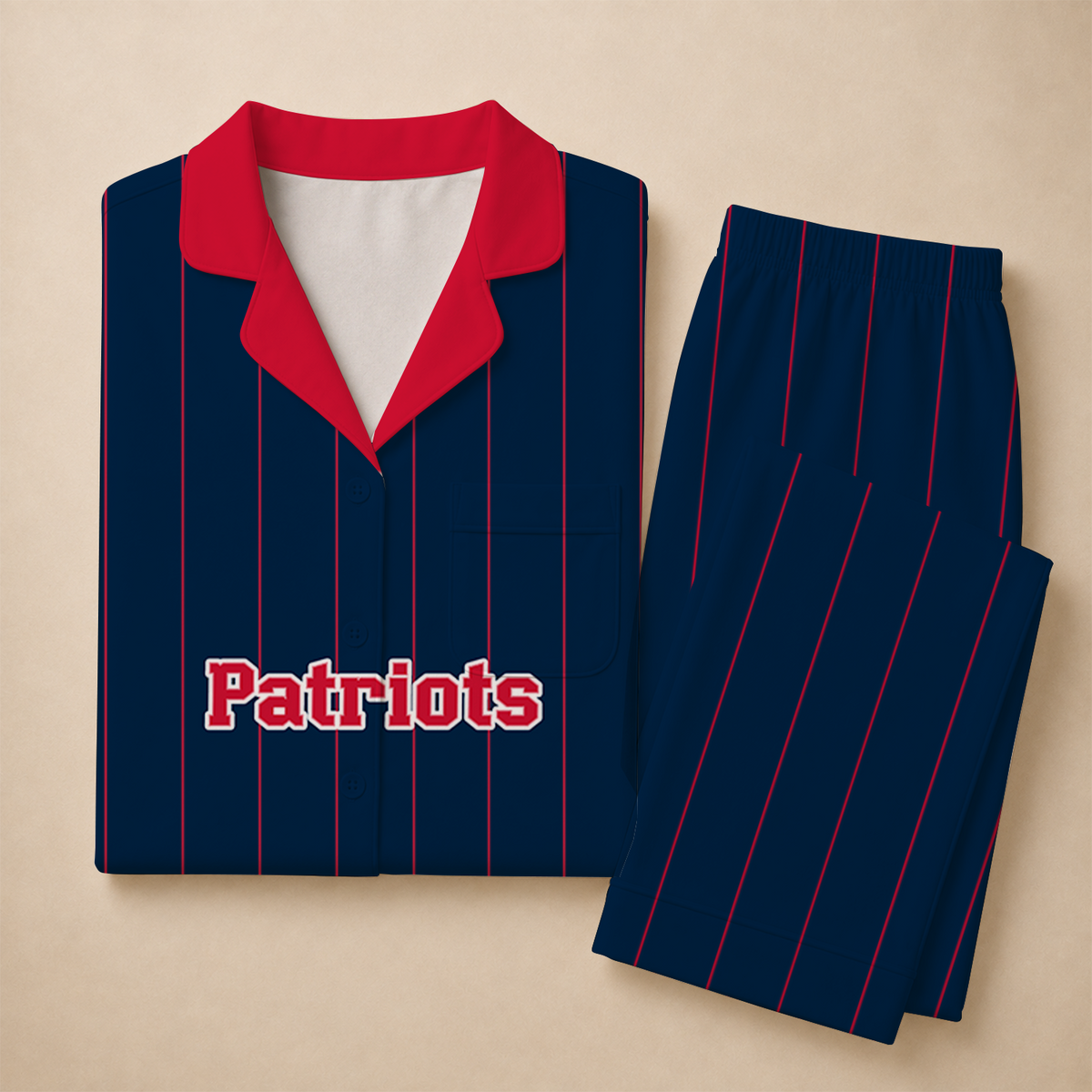 [SPECIAL OFFER] NEW CUSTOMIZED NFL27 NEP NEW ENGLAND PATRIOTS SHORT SLEEVE & LONG PANTS PAJAMAS SET