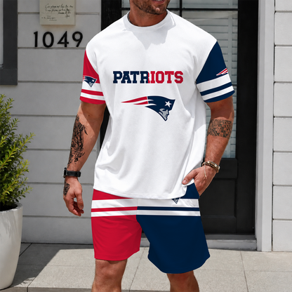 [SPECIAL OFFER] NEWCUSTOMIZED NFL27 NEP NEW ENGLAND PATRIOTS UNISEX T-SHIRT & SHORTS SET