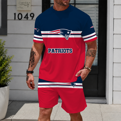 [SPECIAL OFFER] NEWCUSTOMIZED NFL27 NEP NEW ENGLAND PATRIOTS UNISEX T-SHIRT & SHORTS SET