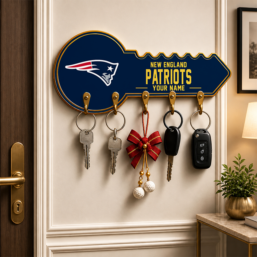 [SPECIAL OFFER] NEW CUSTOMIZED NFL27 NEP NEW ENGLAND PATRIOTS WALL KEY HOLDER FOR HOME