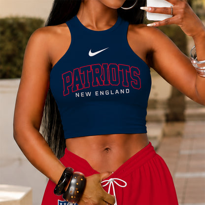 [SPECIAL OFFER] NEW CUSTOMIZED NFL27 NEP NEW ENGLAND PATRIOTS WOMEN'S CROP TOP & LONGPANTS SET