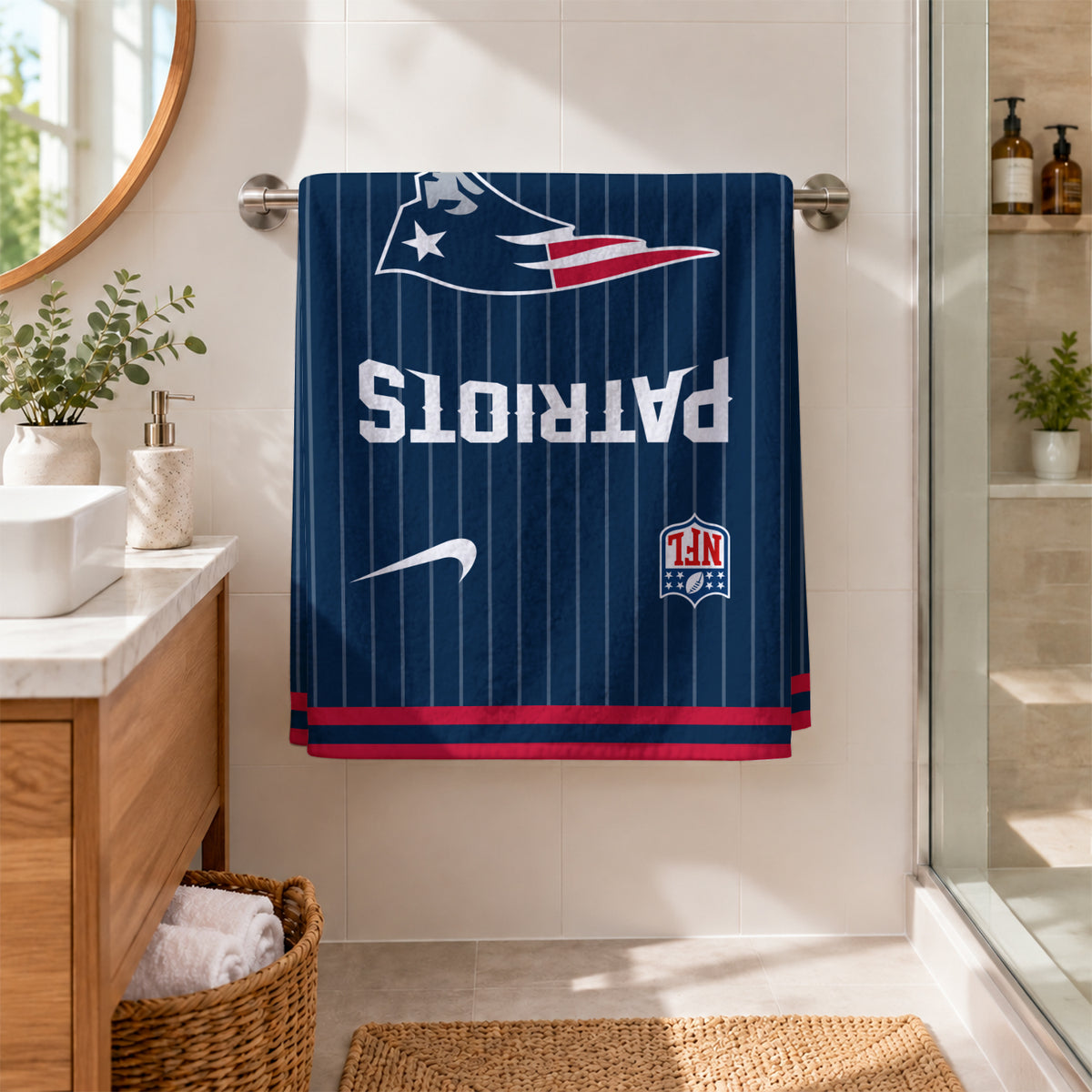 [SPECIAL OFFER] NEW CUSTOMIZED NFL27 NEP NEW ENGLAND PATRIOTS BEACH TOWEL