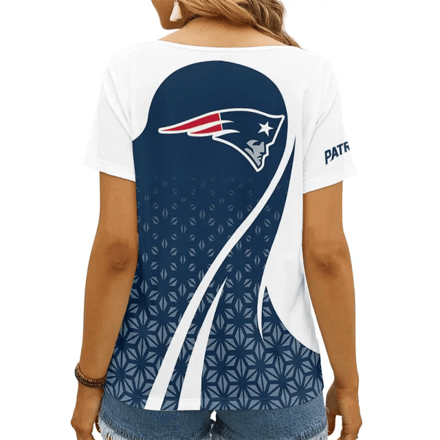 [SPECIAL OFFER] NEW CUSTOMIZED NFL27 NEP NEW ENGLAND PATRIOTS V-NECK FEMALE SHIRT