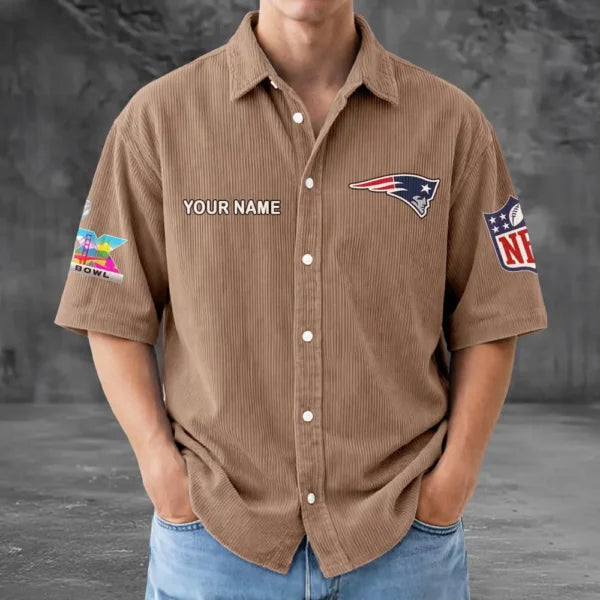 [HOT DEAL] NEW CUSTOMIZED NFL27 NEP NEW ENGLAND PATRIOTS SEERSUCKER BUTTON SHIRT