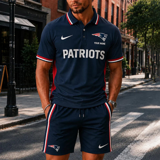 [SPECIAL OFFER] NEW CUSTOMIZED NFL27 NEP NEW ENGLAND PATRIOTS POLO SHIRT & SHORT PANTS