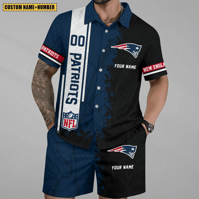 LIMITED RUN - NEW CUSTOMIZED NFL27 NEP NEW ENGLAND PATRIOTS UNISEX HAWAIIAN SHIRT & SHORTS SET