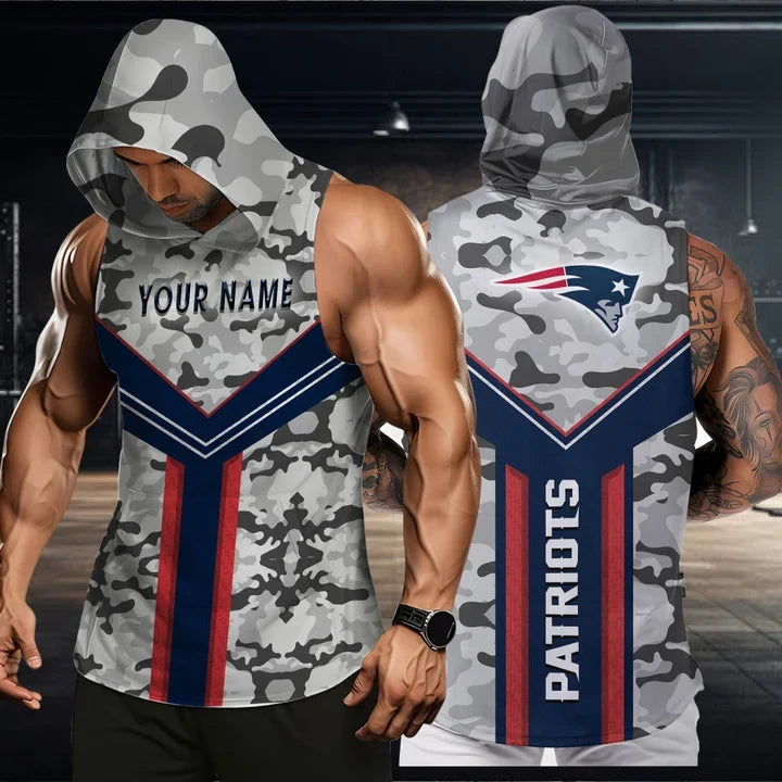 [SPECIAL OFFER] NEW CUSTOMIZED NFL27 NEP NEW ENGLAND PATRIOTS HOODED TANK TOP