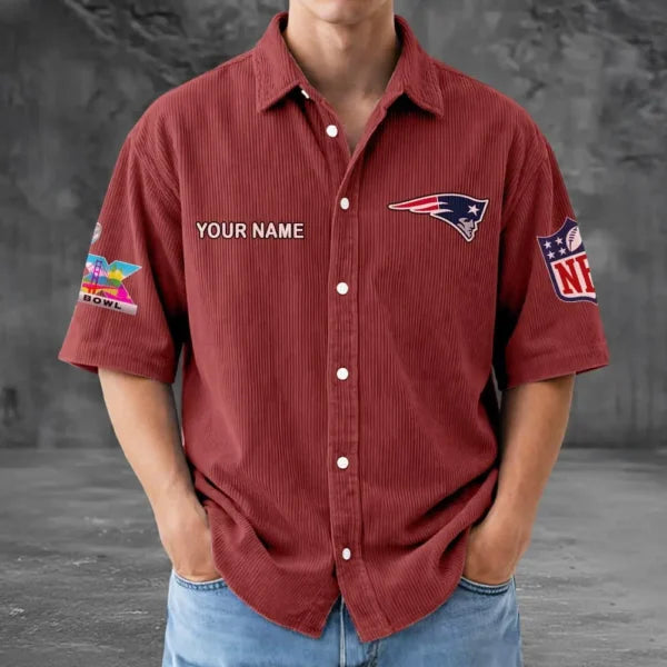 [HOT DEAL] NEW CUSTOMIZED NFL27 NEP NEW ENGLAND PATRIOTS SEERSUCKER BUTTON SHIRT
