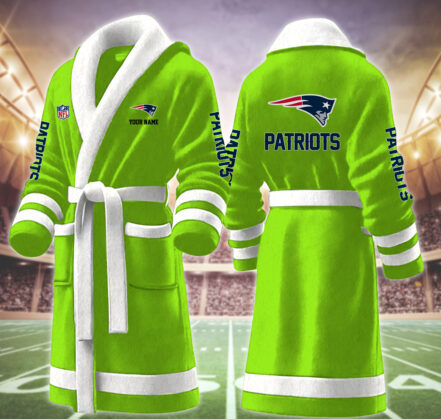[SPECIAL OFFER] NEW CUSTOMIZED NFL27 NEP NEW ENGLAND PATRIOTS MULTICOLOR FLEECE BATHROBE