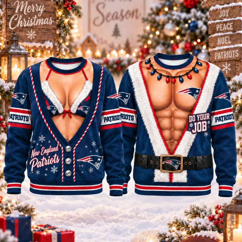 [SPECIAL OFFER] NEW CUSTOMIZED NFL27 NEP NEW ENGLAND PATRIOTS CHRISTMAS UNISEX SWEATSHIRT