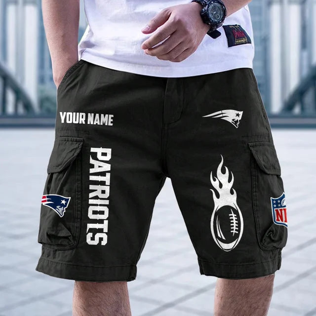 [SPECIAL OFFER] NEW CUSTOMIZED NFL27 NEP NEW ENGLAND PATRIOTS CARGO SHORTS