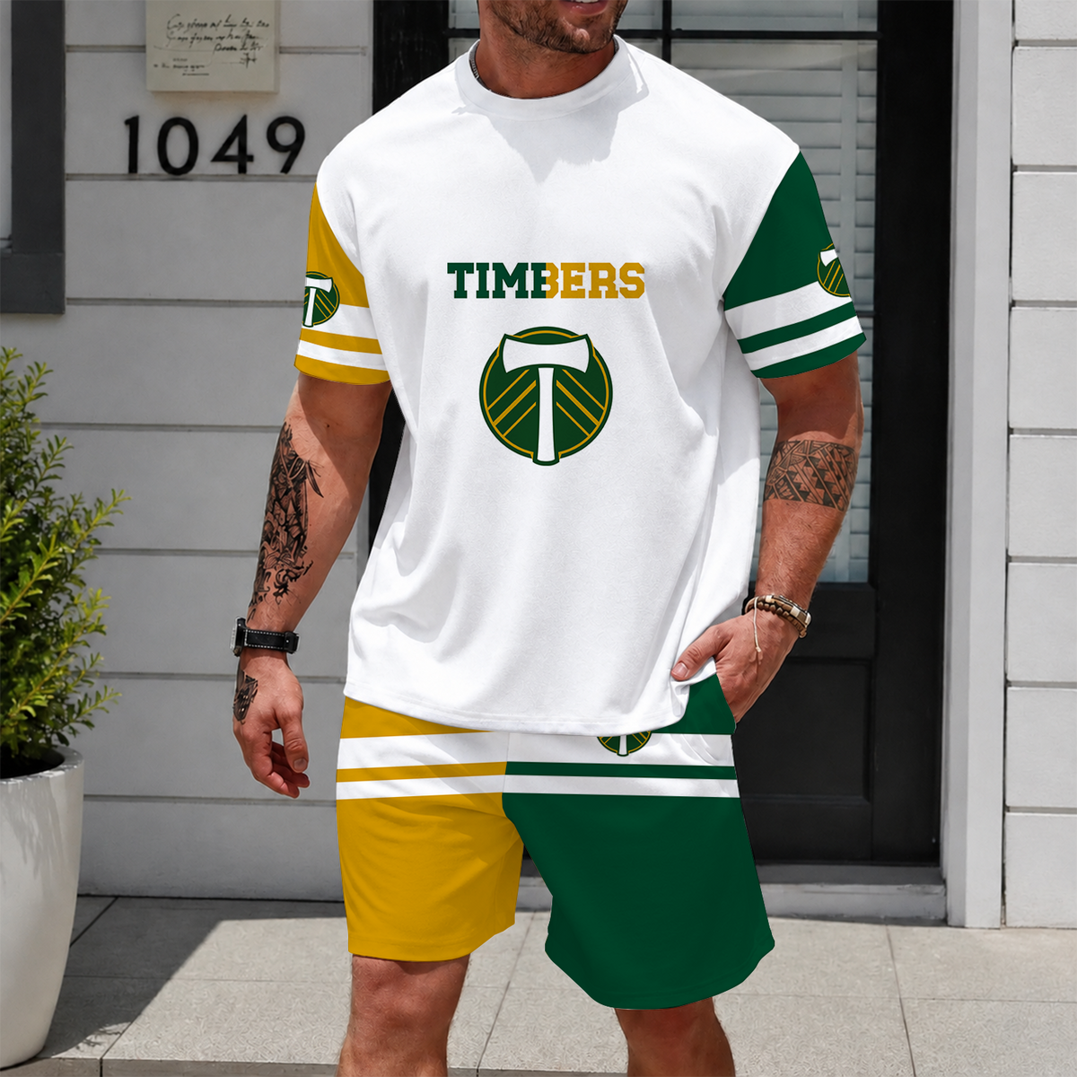 [FAN EXCLUSIVE] NEW CUSTOMIZED MLS27 PLT PORTLAND TIMBERS UNISEX T-SHIRT & SHORTS SET