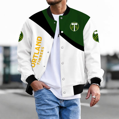 [FAN EXCLUSIVE] NEW CUSTOMIZED MLS27 PLT PORTLAND TIMBERS BASEBALL JACKET & SATIN VARSITY JACKET