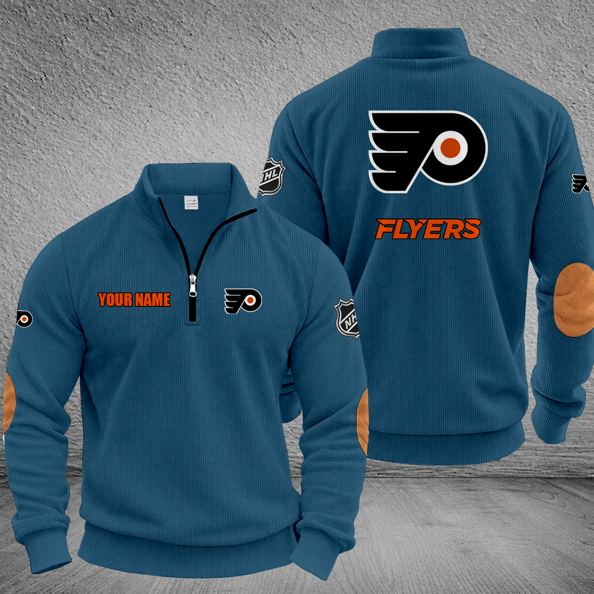 [SUPER SALE] NEW CUSTOMIZED NHL27 PPF PHILADELPHIA FLYERS MULTICOLOR STRIPED QUATER ZIP SWEATSHIRT