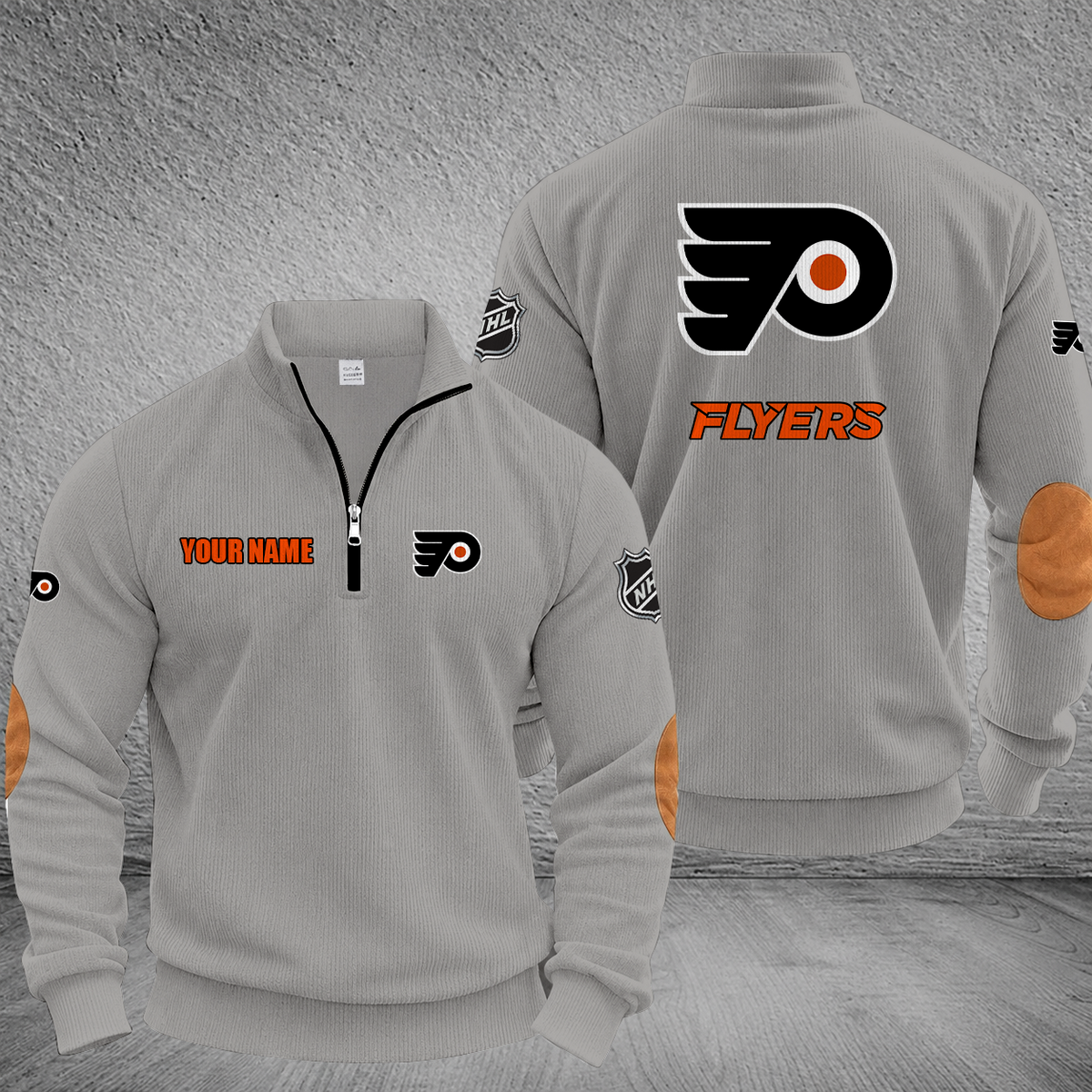 [SUPER SALE] NEW CUSTOMIZED NHL27 PPF PHILADELPHIA FLYERS MULTICOLOR STRIPED QUATER ZIP SWEATSHIRT
