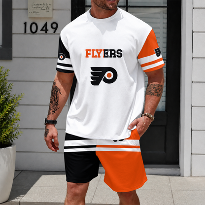 [SUPER SALE] NEW CUSTOMIZED NHL27 PPF PHILADELPHIA FLYERS UNISEX T-SHIRT & SHORTS SET
