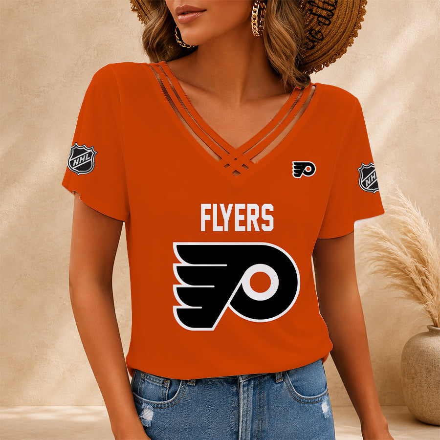 [SUPER SALE] NEW CUSTOMIZED NHL27 PPF PHILADELPHIA FLYERS V-NECK SHIRT