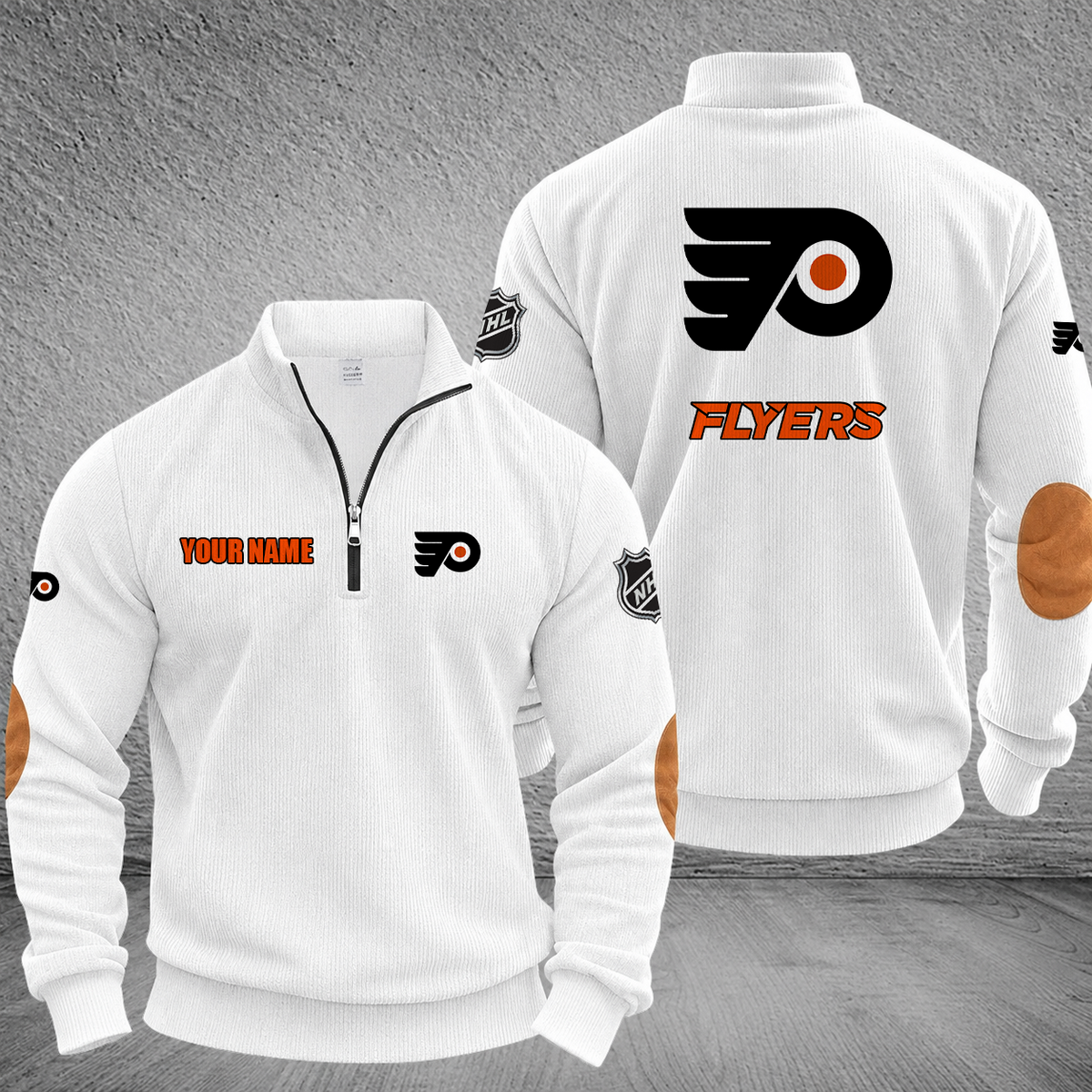 [SUPER SALE] NEW CUSTOMIZED NHL27 PPF PHILADELPHIA FLYERS MULTICOLOR STRIPED QUATER ZIP SWEATSHIRT