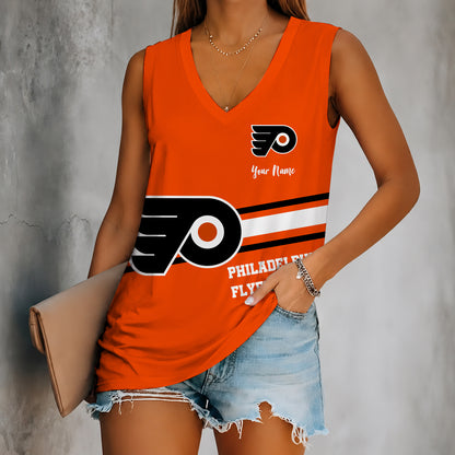[SUPER SALE] NEW CUSTOMIZED NHL27 PPF PHILADELPHIA FLYERS WOMEN'S V-NECK TANK TOP