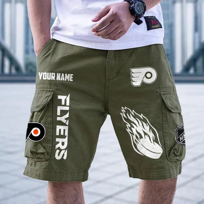 [SUPER SALE] NEW CUSTOMIZED NHL27 BFS PHILADELPHIA FLYERS CARGO SHORTS