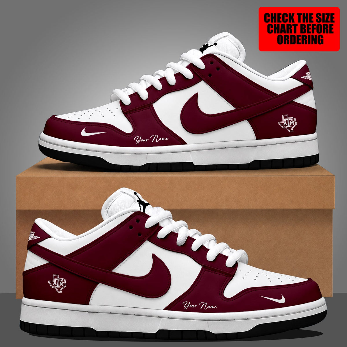 [FAN FAVORITE] NEW CUSTOMIZED NCAA CWS27 TAA TEXAS A&M AGGIES DUNK LOW SHOES