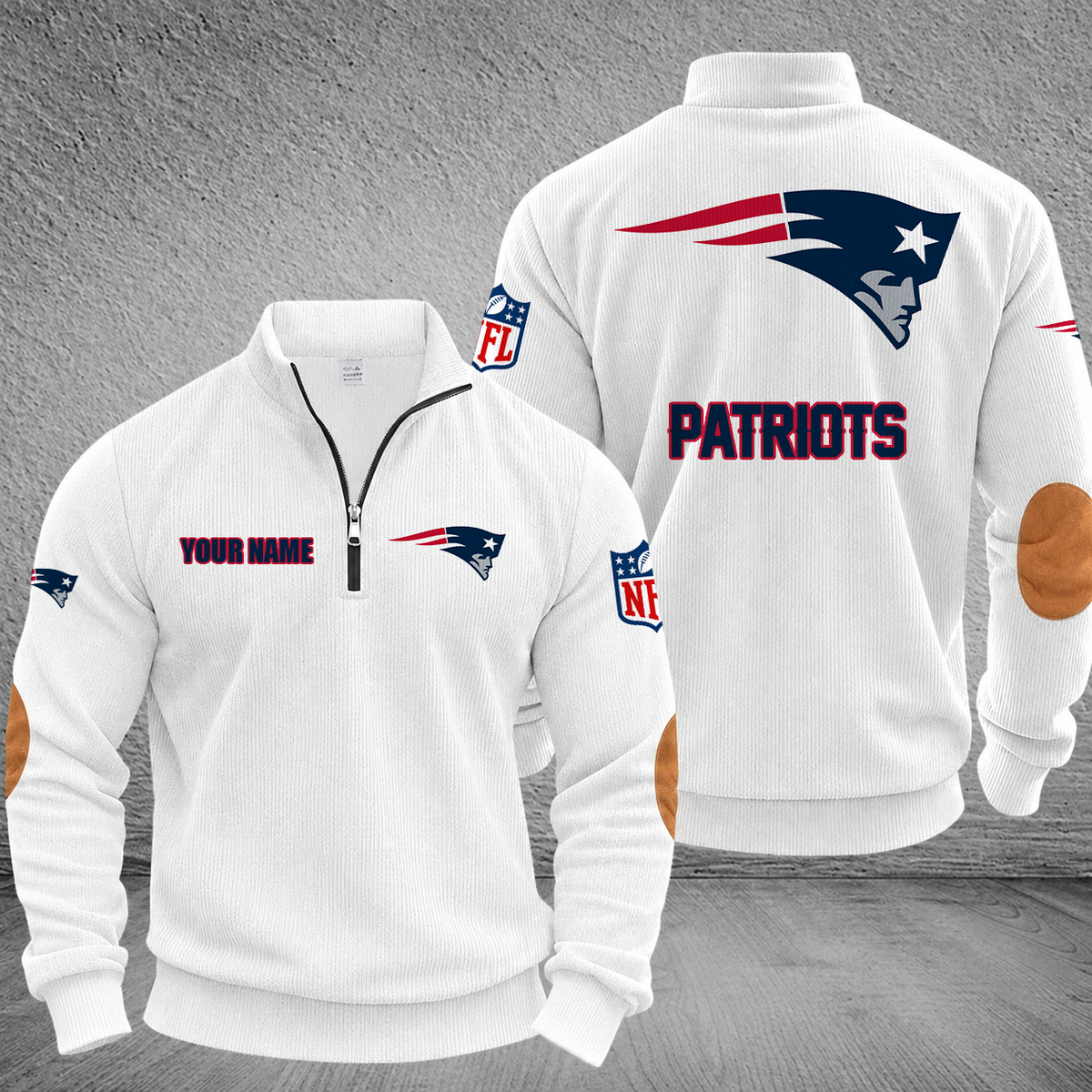 [SPECIAL OFFER] NEW CUSTOMIZED NFL27 NEP NEW ENGLAND PATRIOTS MULTICOLOR STRIPED QUATER ZIP SWEATSHIRT