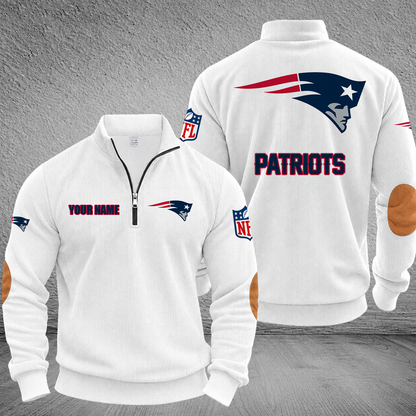 [SPECIAL OFFER] NEW CUSTOMIZED NFL27 NEP NEW ENGLAND PATRIOTS MULTICOLOR STRIPED QUATER ZIP SWEATSHIRT