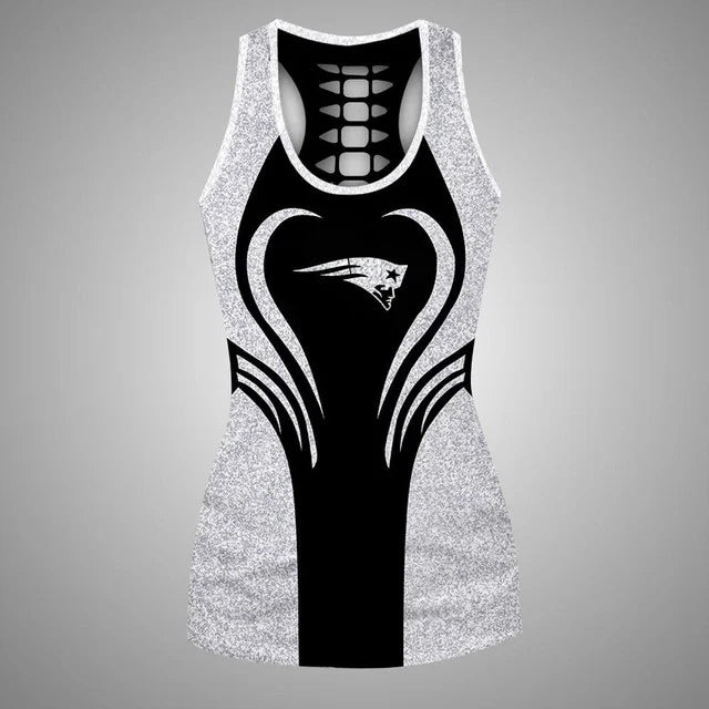 [SPECIAL OFFER] NEW CUSTOMIZED NFL27 NEP NEW ENGLAND PATRIOTS HOLLOW TANK TOP & LEGGINGS SET