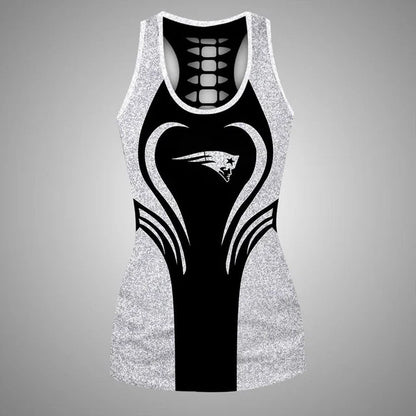[SPECIAL OFFER] NEW CUSTOMIZED NFL27 NEP NEW ENGLAND PATRIOTS HOLLOW TANK TOP & LEGGINGS SET