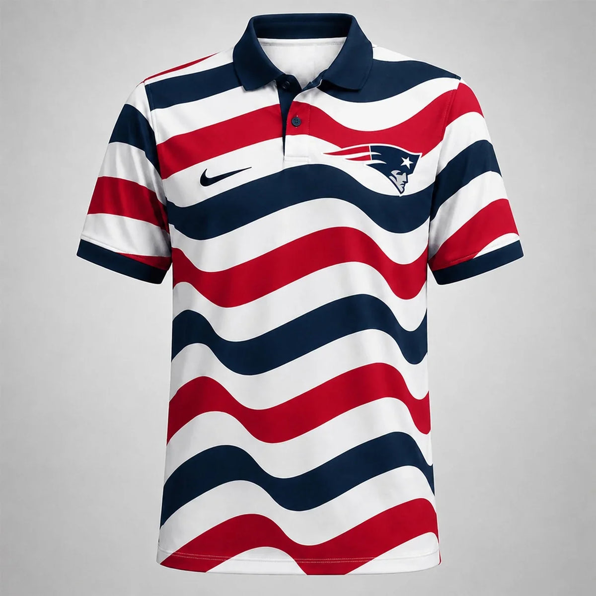 [SPECIAL OFFER] NEW CUSTOMIZED NFL27 NEP NEW ENGLAND PATRIOTS STRIPED POLO SHIRT