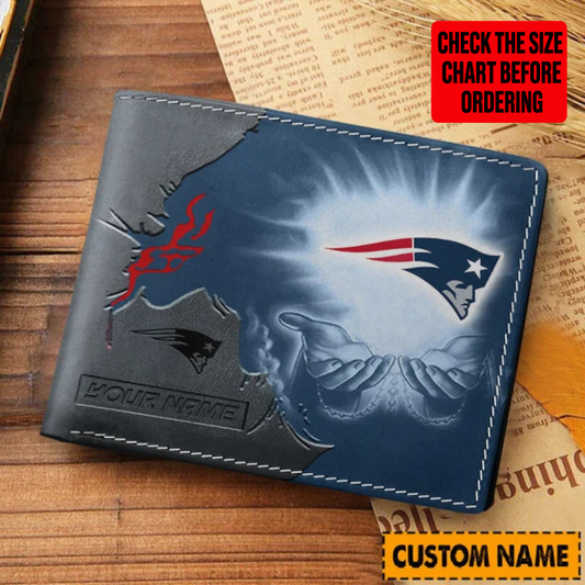 [SPECIAL OFFER] NEW CUSTOMIZED NFL27 NEP NEW ENGLAND PATRIOTS LEATHER WALLET
