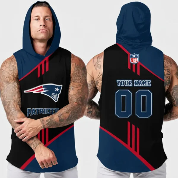 [SPECIAL OFFER] NEW CUSTOMIZED NFL27 NEP NEW ENGLAND PATRIOTS HOODED TANK TOP