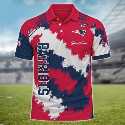 [SPECIAL OFFER] NEW CUSTOMIZED NFL27 NEP NEW ENGLAND PATRIOTS MULTICOLOR POLO SHIRT