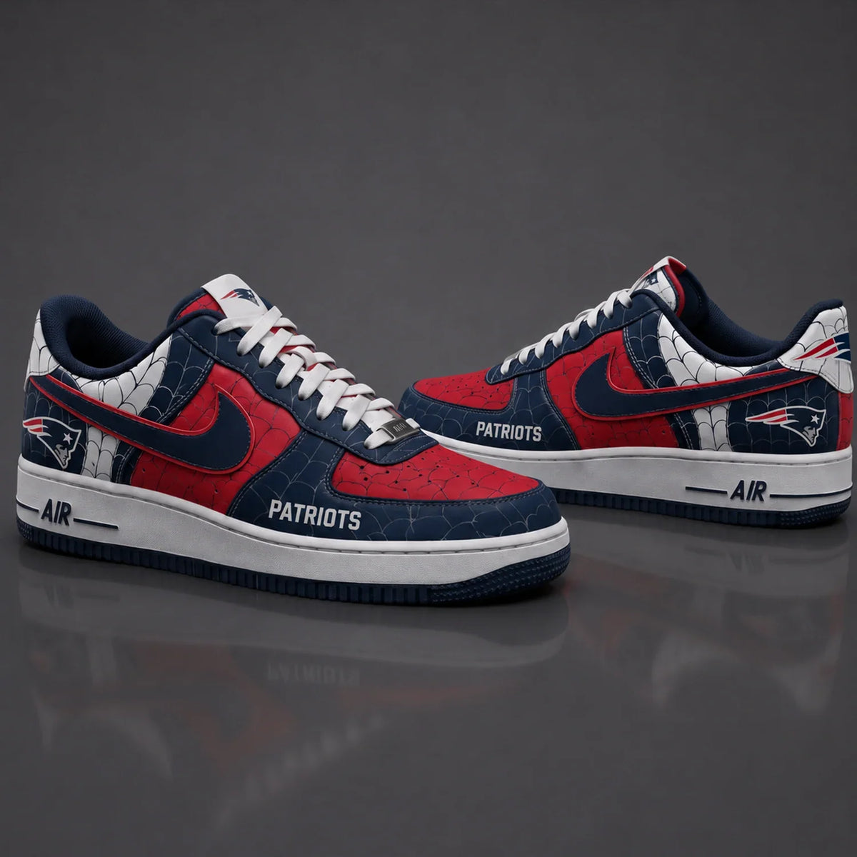 [SPECIAL OFFER] NEW CUSTOMIZED NFL27 NEP NEW ENGLAND PATRIOTS x SPIDER AF1 SHOES