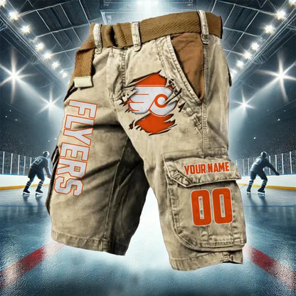 [SUPER SALE] NEW CUSTOMIZED NHL27 BFS PHILADELPHIA FLYERS CARGO SHORTS