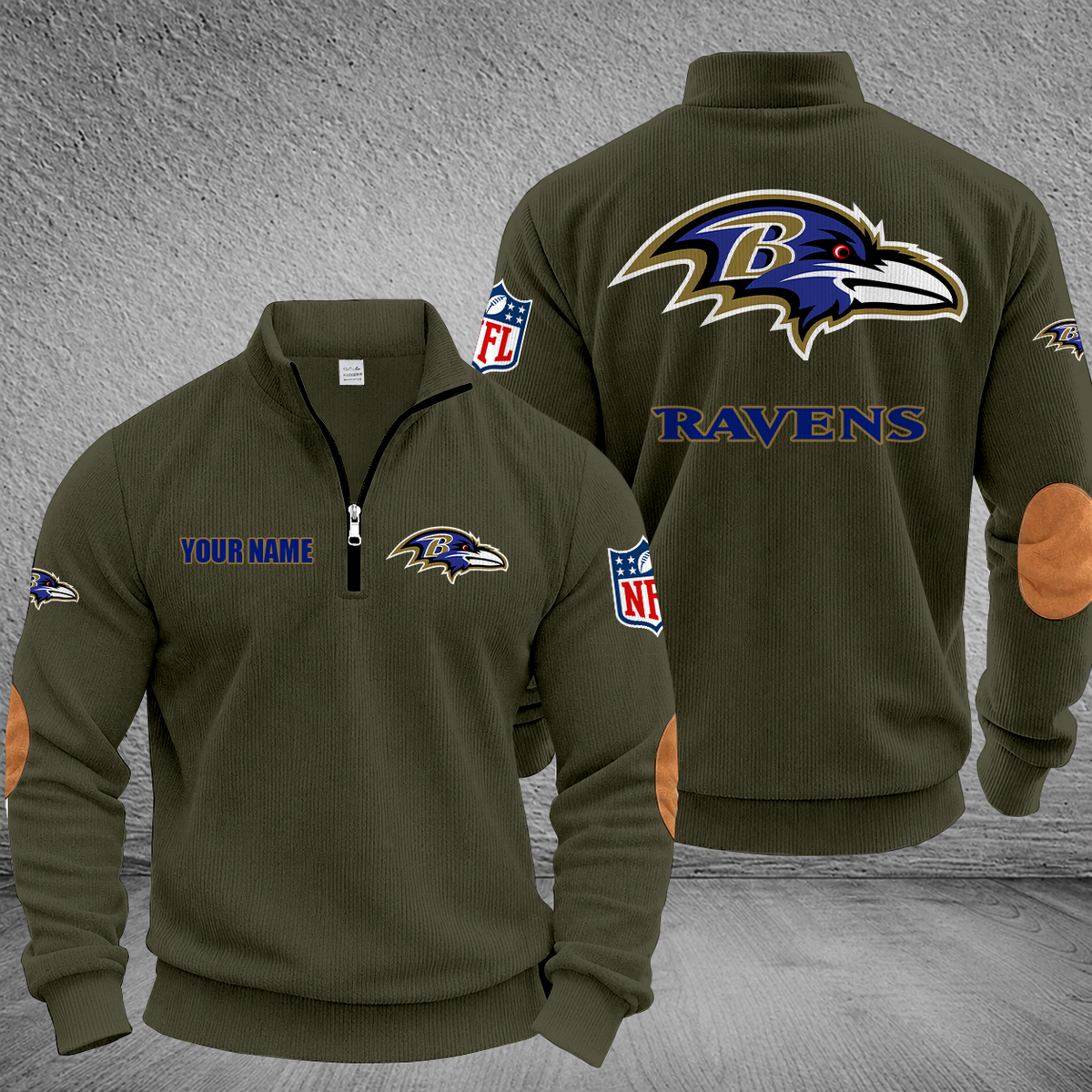 [SPECIAL OFFER] NEW CUSTOMIZED NFL28 BTR BALTIMORE RAVENS MULTICOLOR STRIPED QUATER ZIP SWEATSHIRT