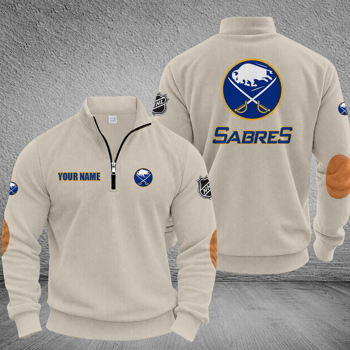[SUPER SALE] NEW CUSTOMIZED NHL28 BFS BUFFALO SABRES MULTICOLOR STRIPED QUATER ZIP SWEATSHIRT