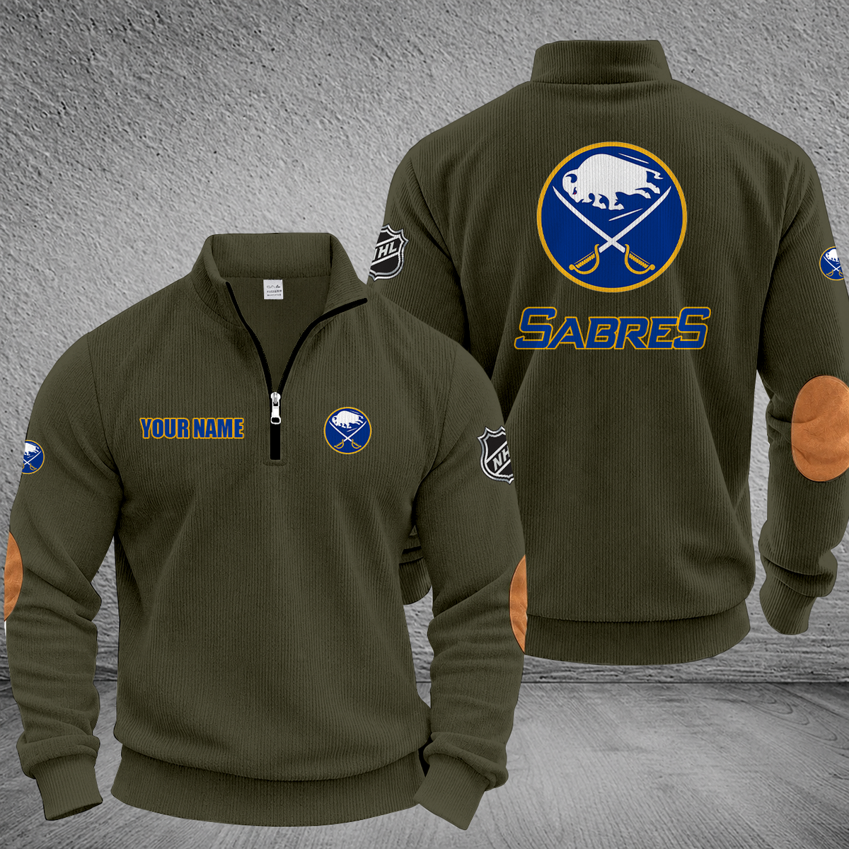 [SUPER SALE] NEW CUSTOMIZED NHL28 BFS BUFFALO SABRES MULTICOLOR STRIPED QUATER ZIP SWEATSHIRT