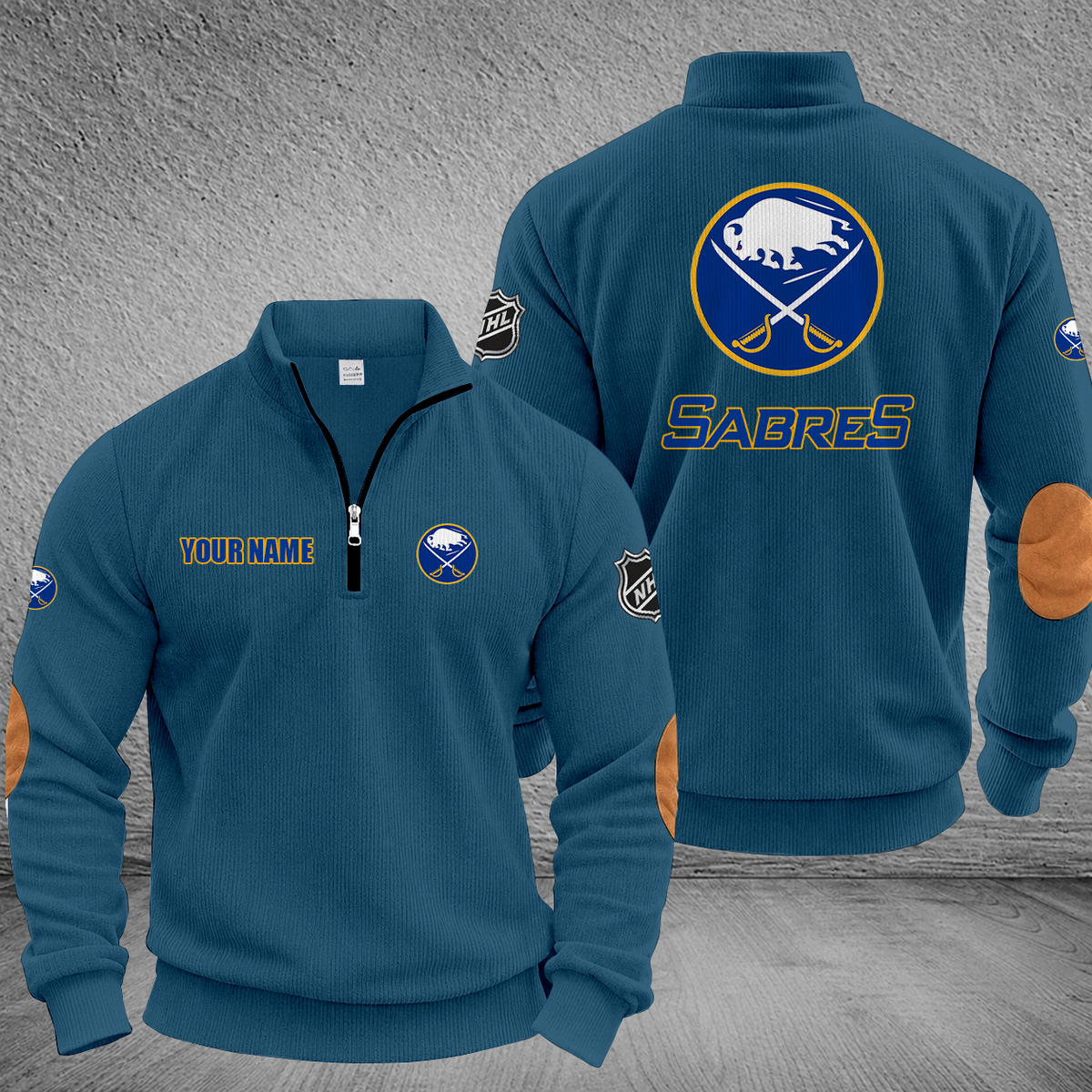 [SUPER SALE] NEW CUSTOMIZED NHL28 BFS BUFFALO SABRES MULTICOLOR STRIPED QUATER ZIP SWEATSHIRT