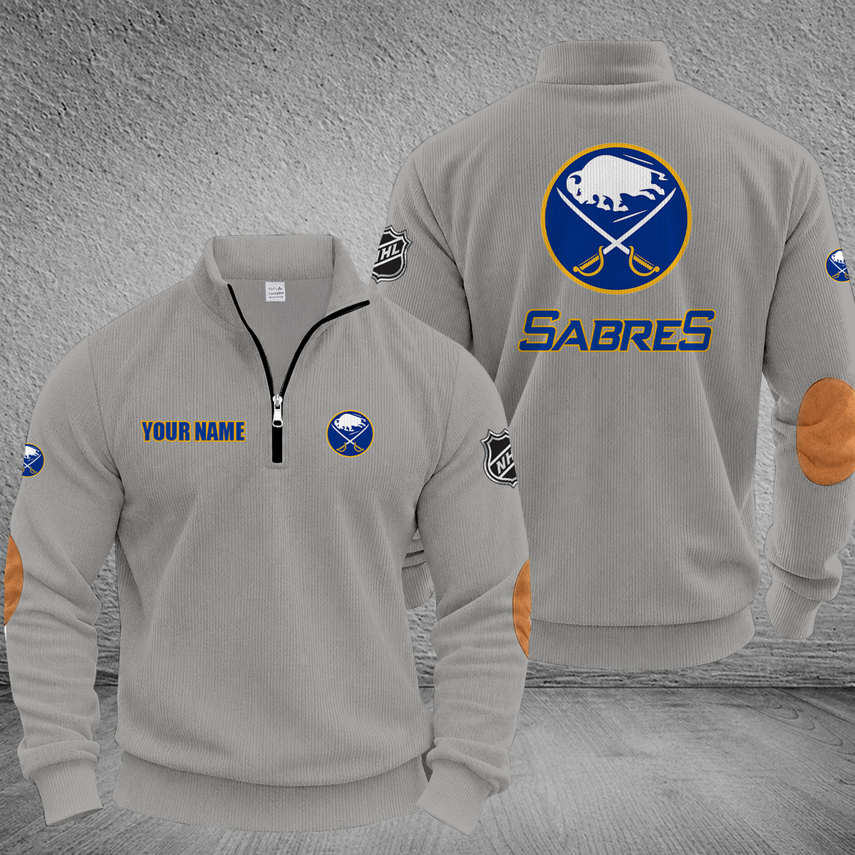 [SUPER SALE] NEW CUSTOMIZED NHL28 BFS BUFFALO SABRES MULTICOLOR STRIPED QUATER ZIP SWEATSHIRT