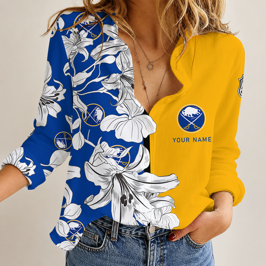 [SUPER SALE] NEW CUSTOMIZED NHL28 BFS BUFFALO SABRES WOMEN CASUAL SHIRT